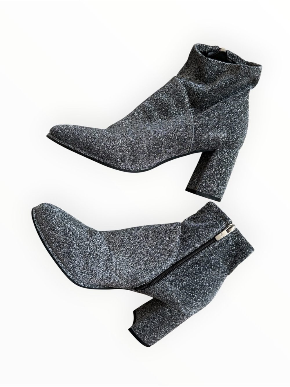 Marc Fisher Dyvine Women's Heeled Booties Ankle Boots Metallic Silver Size 8.5